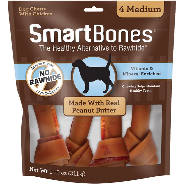SMARTBONES Large Peanut Butter Chew Bones Dog Treats, 3 count