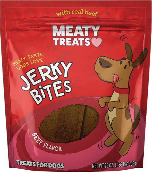 MEATY TREATS Jerky Bites Beef Flavor Soft & Chewy Dog Treats, 25oz bag