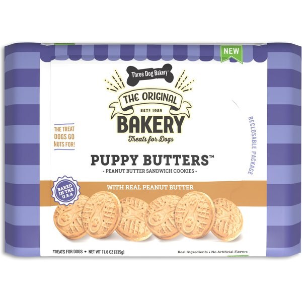 THREE DOG BAKERY Puppy Butters Dog Treats, 11.8oz bag
