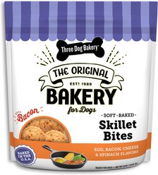 Three Dog Bakery Skillet Bites Egg, Bacon, Cheese & Spinach Flavors Dog Treats, 36-oz bag
