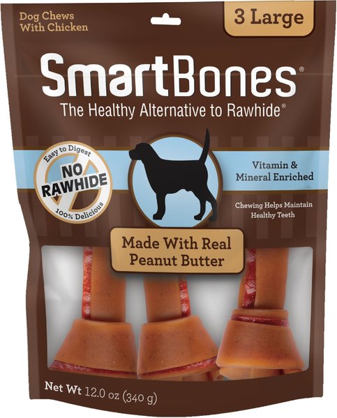 SmartBones Large Peanut Butter Chew Bones Dog Treats, 3 count slide 1 of 6