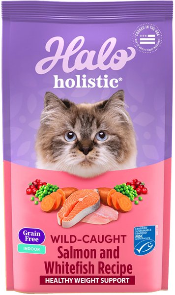 Halo Holistic Indoor Wild-Caught Salmon & Whitefish Recipe Complete Digestive Health & Healthy Weight Support Grain-Free Adult Dry Cat Food, 6-lb bag slide 1 of 10