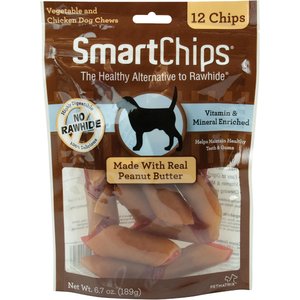 SmartBones SmartChips Peanut Butter Chews Dog Treats, 12 count
