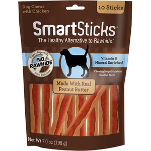 SmartBones SmartSticks Peanut Butter Dog Treats, 10 count