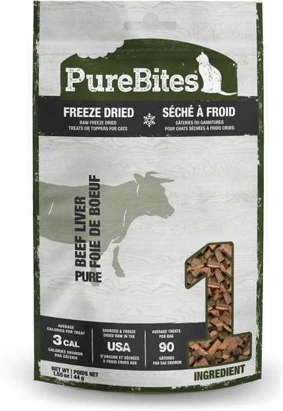 PureBites Beef Liver Freeze-Dried Raw Cat Treats, 1.55-oz bag slide 1 of 8