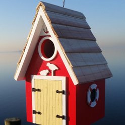 Home Bazaar Dockside Cabin Birdhouse, Red slide 2 of 3