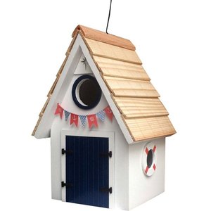 Home Bazaar Dockside Cabin Birdhouse, White