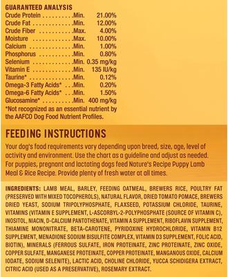 Show full view: Nature's Recipe Adult Lamb Meal & Rice Recipe Dry Dog Food, 30-lb bag slide 6 of 10