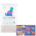 Friskies Pate Seafood & Chicken Variety Pack Canned Food + PrettyLitter Cat Litter