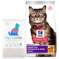 Hill's Science Diet Sensitive Stomach & Skin Chicken & Rice Recipe Dry Food + PrettyLitter Cat Litter