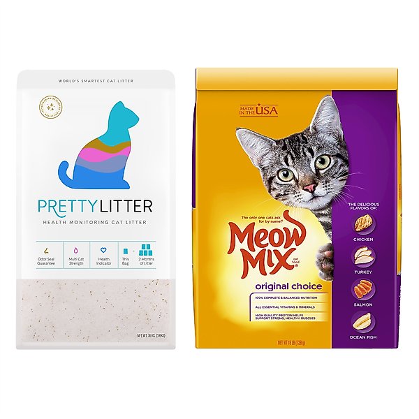 Meow Mix Original Choice Dry Food, 16-lb bag + PrettyLitter Cat Litter slide 1 of 9
