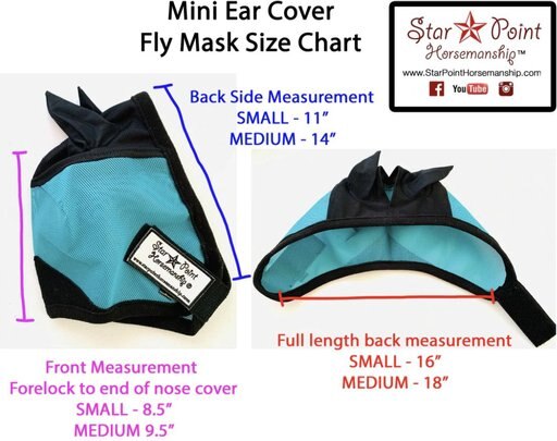 Star Point Horsemanship Mini-Pony Ear Cover Fly Mask, Teal, Small/Mini