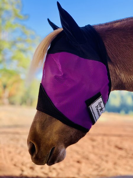 Star Point Horsemanship Mini-Pony Ear Cover Fly Mask, Purple, Medium/Mini slide 1 of 2