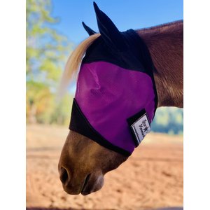 Star Point Horsemanship Mini-Pony Ear Cover Fly Mask, Purple, Medium/Mini