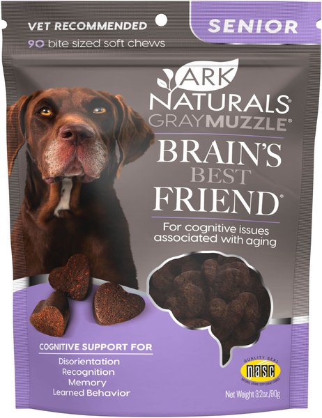 Ark Naturals Gray Muzzle Brain's Best Friend Soft Chew Brain & Nervous System Supplement for Senior Dogs, 90 count slide 1 of 6