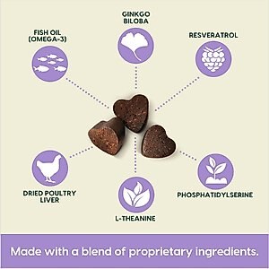Ark Naturals Gray Muzzle Brain's Best Friend Soft Chew Brain & Nervous System Supplement for Senior Dogs, 90 count