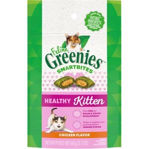 Greenies Smartbites Kitten Chicken Flavor Cat Crunchy Treat, 2.1 oz pouch