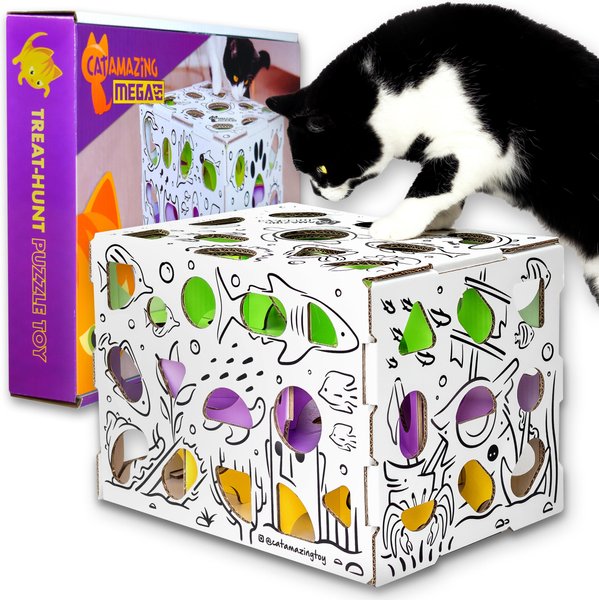 Cat Amazing Mega-Interactive Treat Maze & Puzzle Cat Toy, White slide 1 of 9