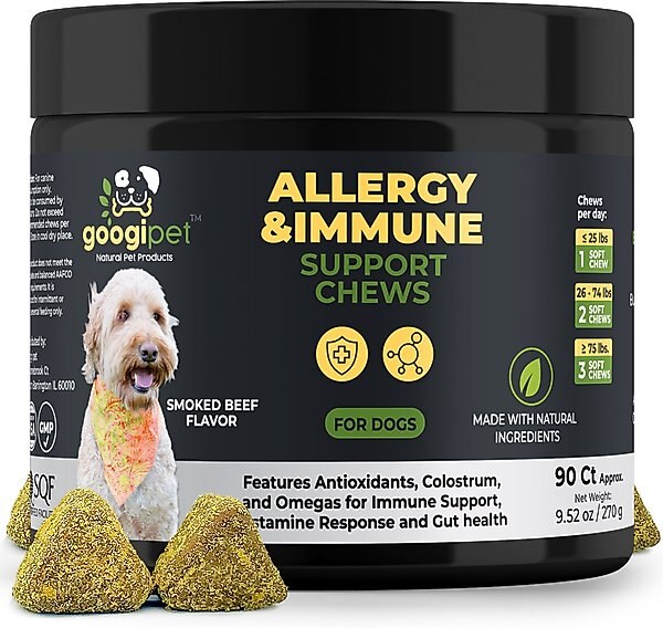 Googipet Allergy Relief Smoked Beef Flavored Chew Supplement for Dogs, 90 count slide 1 of 7