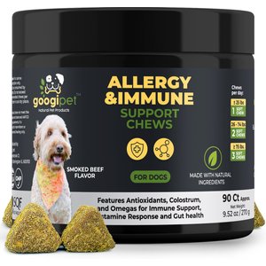 Googipet Allergy Relief Smoked Beef Flavored Chew Supplement for Dogs, 90 count