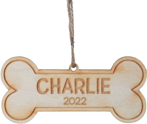 Custom Personalization Solutions Christmas Dog Bone Wooden Personalized Christmas Tree Ornament