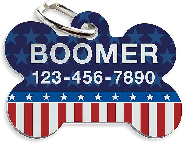 Custom Personalization Solutions Patriotic Stars & Stripes Personalized Pet Tag slide 1 of 4