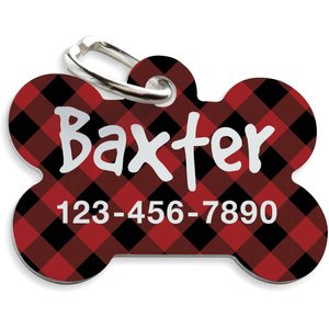 Custom Personalization Solutions Black & Red Buffalo Check Personalized Pet Tag