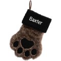 Custom Personalization Solutions Dark Brown Fur Dog Paw Personalized Christmas Stocking