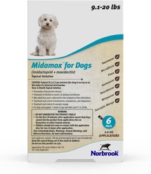 Midamox Topical Solution for Dogs, 9.1-20 lbs, (Teal Box), 6 Doses (6-mos. supply)