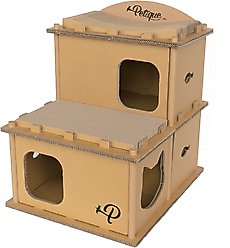 Petique Feline Villa Cat House, Tan, Tan