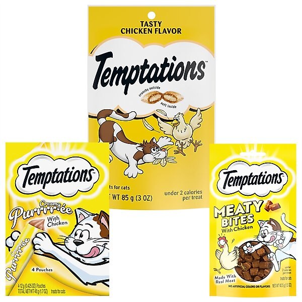 Variety Pack - Temptations Classic Tasty Chicken Soft & Crunchy Cat Treats, Creamy Puree & Meaty Bites slide 1 of 9