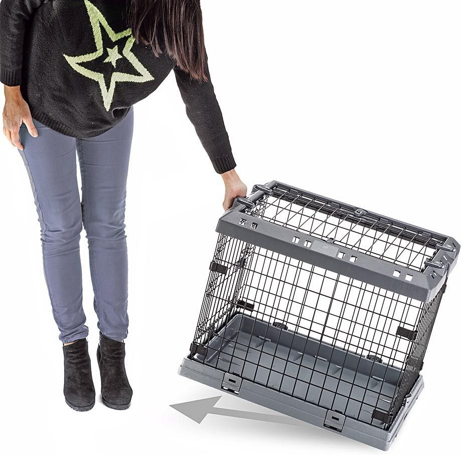 View of FERPLAST Superior Hybrid ECO Dog Crate & Playpen, Gray, 36-in - Chewy.com