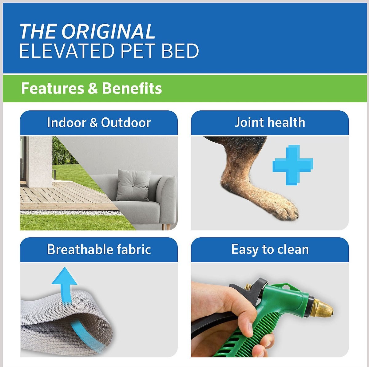 COOLAROO SteelFramed Elevated Dog Bed, Brunswick Green, Medium