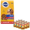 Pedigree Chopped Ground Dinner with Beef Canned Food + Complete Nutrition Grilled Steak & Vegetable Flavor Dry Dog Food