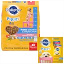 Pedigree Puppy Growth & Protection Chicken & Vegetable Flavor Dry Food + Puppy Variety Pack Morsels in Sauce with Beef & Chicken Wet Dog Food Pouches