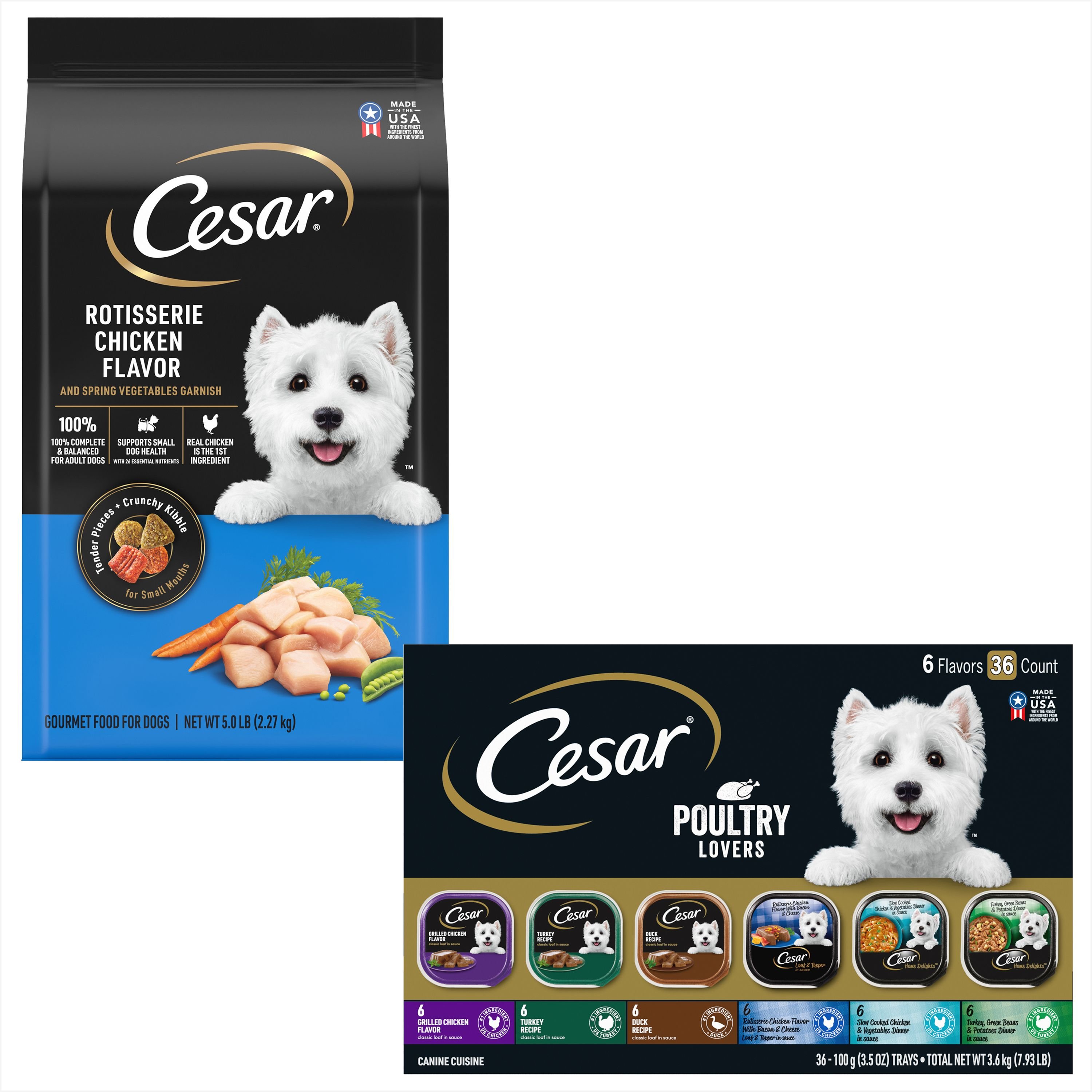 CESAR Rotisserie Chicken Flavor & Spring Vegetables Garnish Small Breed