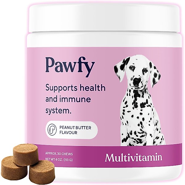 PAWFY Multivitamin Peanut Butter Flavor Supplement for Dogs, 30 count