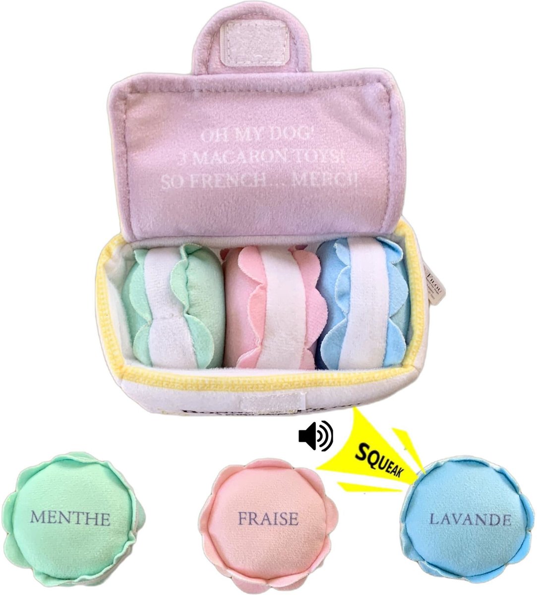 Bonne et Filou Macaron Plush Squeaky Dog Toy