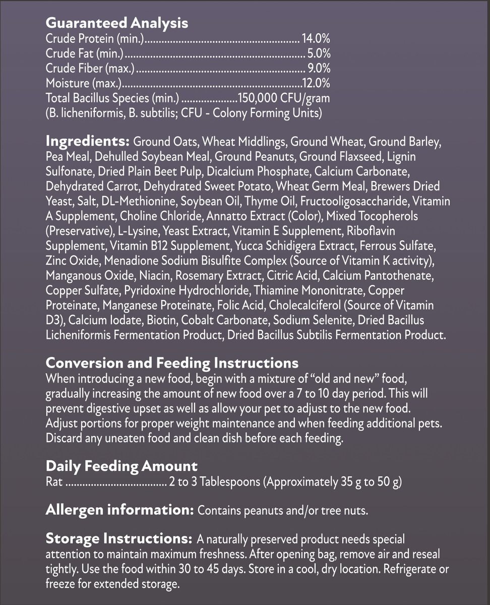 FIELD+FOREST BY KAYTEE Rat Food, 2lb bag