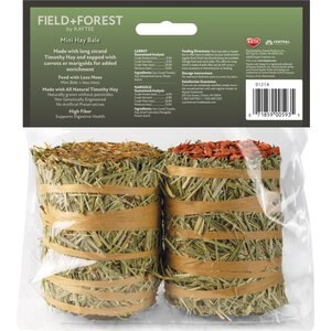 Field+Forest by Kaytee Mini Hay Bales Carrot Marigold Small Pet Hay, 7-oz bag, 2 count