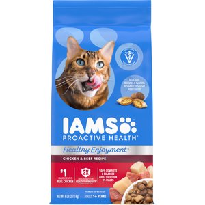 Iams Proactive Health Healthy Enjoyment Immune Support Chicken & Beef Adult Dry Cat Food, 6-lb bag