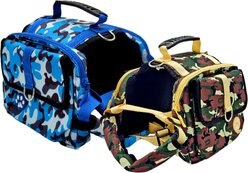 Petsonik Saddle Bag for Travel Dog Harness Accessory, Green Camo, Medium