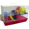 YML Rectangle Hamster Habitat Cage & Accessories, Pink