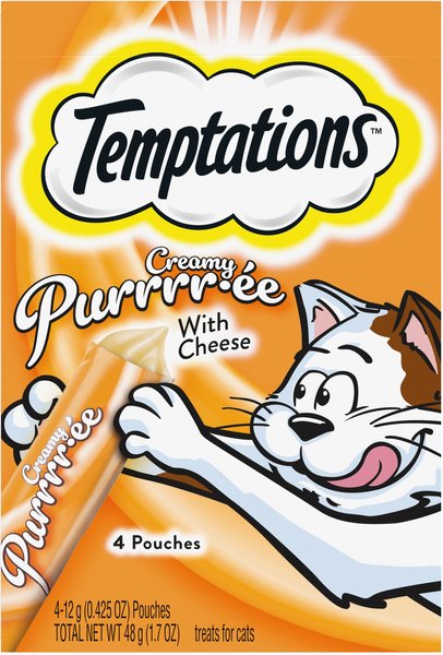 Temptations Creamy Puree with Cheese Lickable Cat Treats, 0.42-oz pouch, 4 count slide 1 of 10
