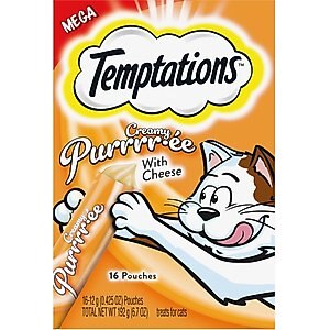 Temptations Creamy Puree with Cheese Lickable, Squeezable Cat Treat, 12-gram pouch, 16 count