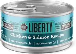 BIXBI Liberty Chicken & Salmon Recipe in Broth Grain-Free Wet Cat Food, 2.75-oz can, case of 24