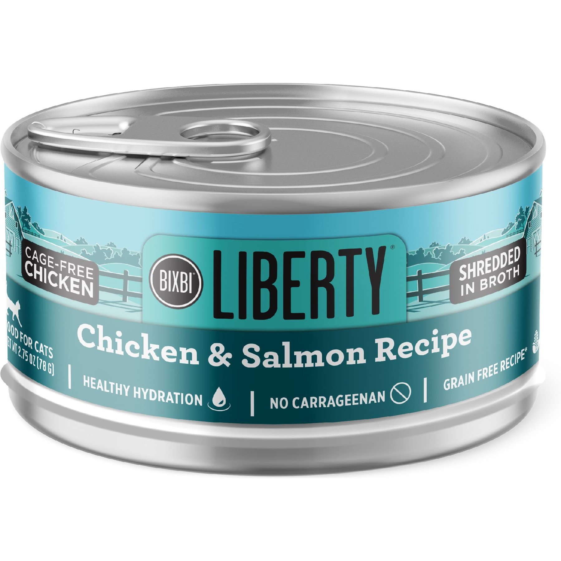 BIXBI Liberty Chicken & Salmon Recipe in Broth Grain-Free Wet Cat Food, 2.75-oz can, case of 24