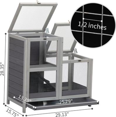 Show full view: Coziwow 2-Story Wooden Small Pet Cage, Grey slide 2 of 11