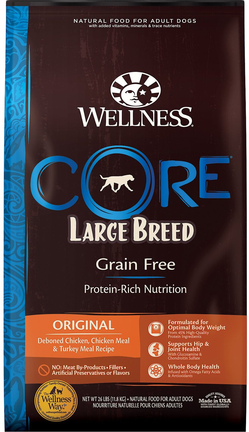 Wellness CORE Grain-Free Large Breed Chicken & Turkey Recipe Natural Dry Dog Food, 26-lb bag