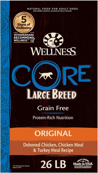 Wellness CORE Grain-Free Large Breed Chicken & Turkey Recipe Natural Dry Dog Food, 26-lb bag